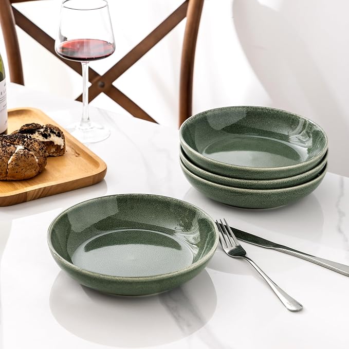 AmorArc 8.5’’ Ceramic Pasta Bowls Set of 4, 36oz Large Stoneware Bowls Set | - Image 8