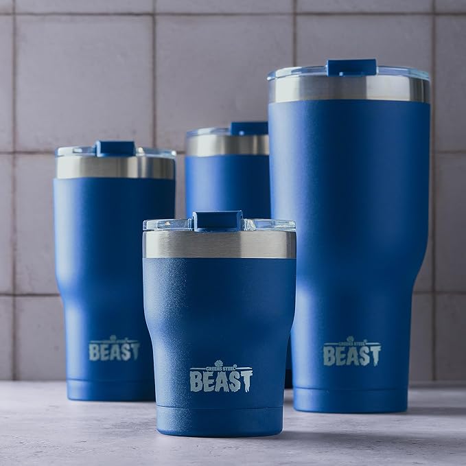 Beast 10 oz Tumbler Stainless Steel Vacuum Insulated Coffee Ice Cup Double Wall Travel Flask (Royal Blue)