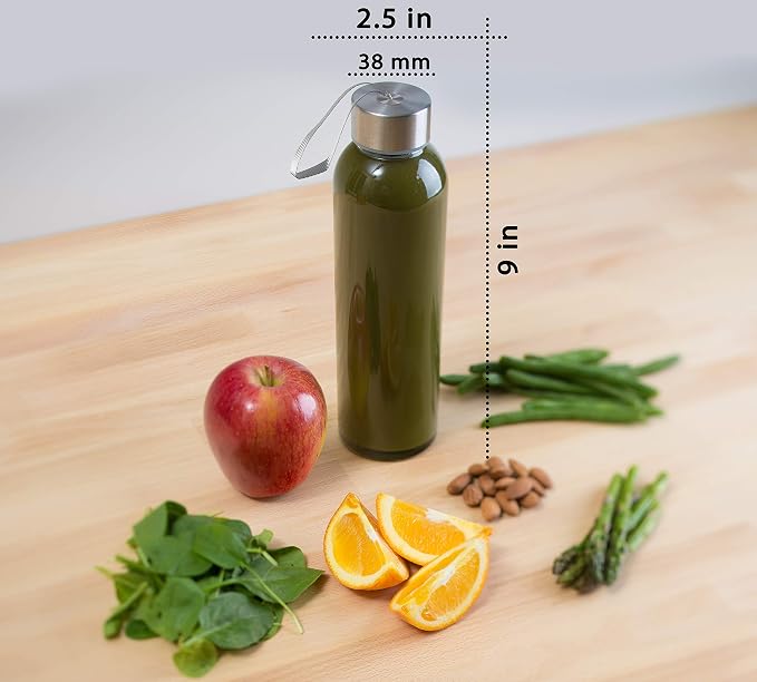 Epica Clear Glass Bottles with Lids, 18 oz Water Bottles, Loop Caps | Reusable - Image 7