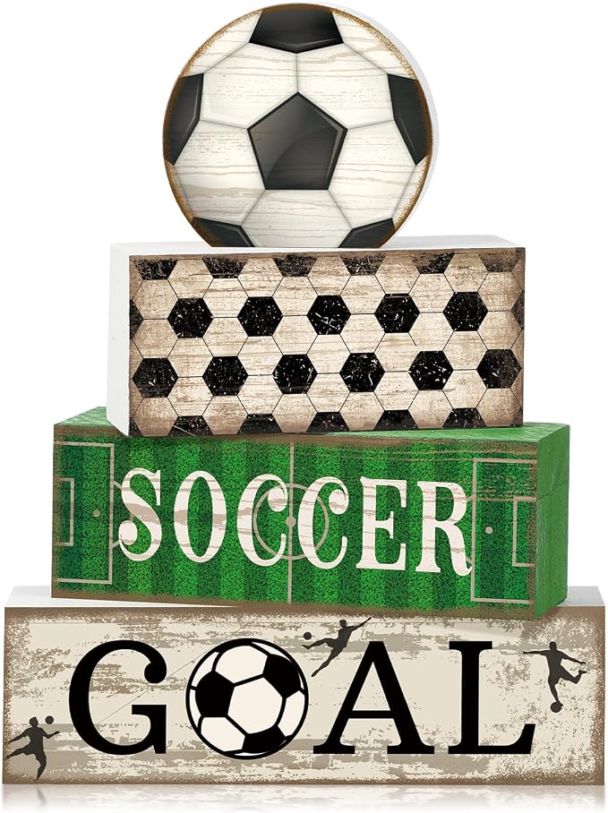 Moucuny 4 Pcs Soccer Party Decorations Soccer Table Centerpiece Football Tiered - Image 8