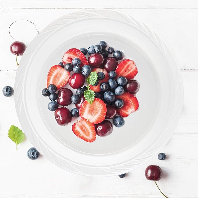 200 Count Disposable 10 Inch White Plastic Dinner Plates Extra Large - Image 6