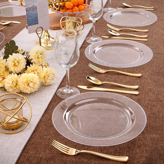 bUCLA 30PCS Clear Plastic Dinner Plates Disposable - Image 6
