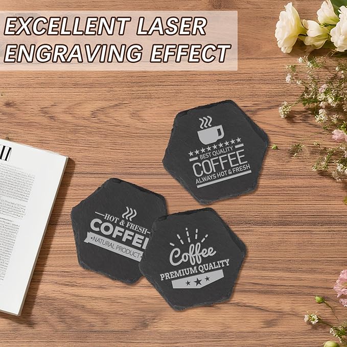 48PCS Slate Coasters for Laser Engraving, 4inch Black Beverage Coasters for - Image 7