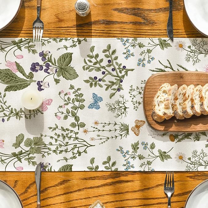 Artoid Mode Wildflowers Floral Spring Table Runner, Butterfly Seasonal Summer - Image 7