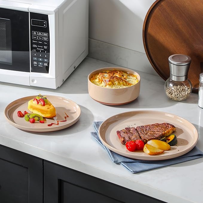 MALACASA Plates and Bowls Sets, 12 Pieces Modern Stoneware Dinnerware Set - Image 9