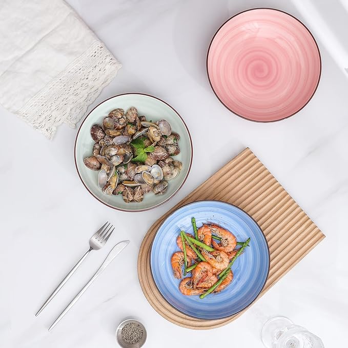 Selamica Ceramic Pasta Bowls Set 34 OZ, Large Salad Bowl 8.6 Inch Deep Plates - Image 7