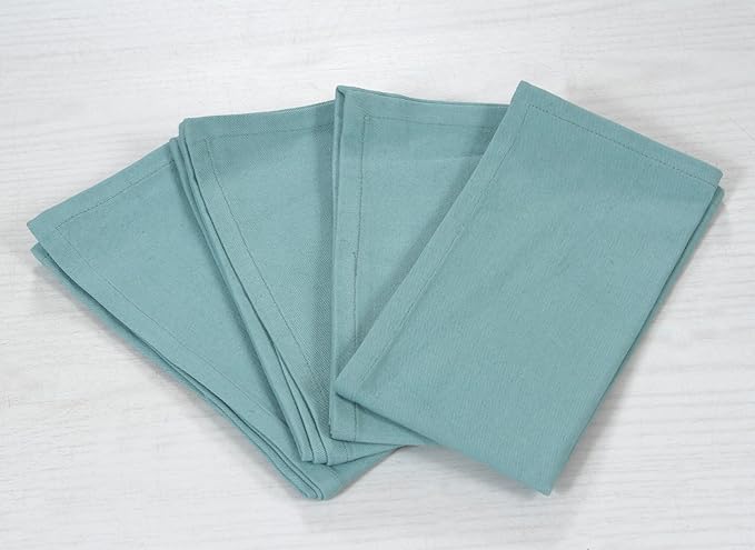 ACCENTHOME Accent Home 100% Cotton Napkins, Delicate Cloth Napkins for Dinners, Parties and Weddings,18 x 18 Inch Set of 12 - Blue
