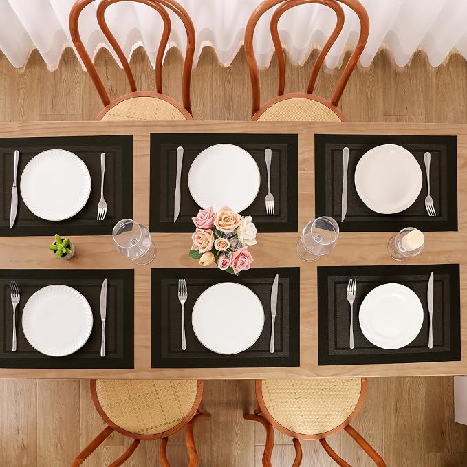 SHACOS Woven Vinyl Placemats Set of 4 Wipe Clean Place Mats - Image 9