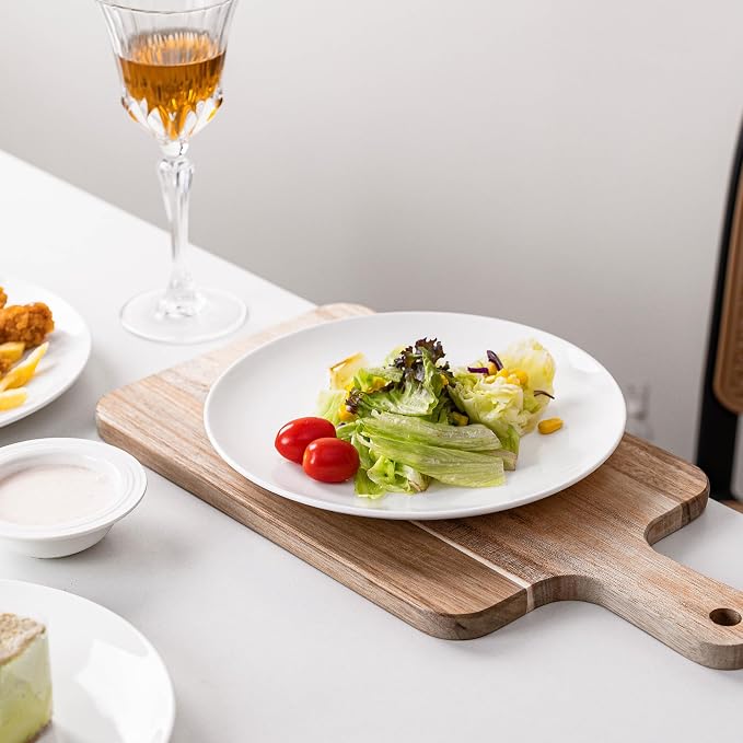 White Salad Plates Set of 6, 8.5 Inch Ceramic Plates – White Porcelain - Image 9