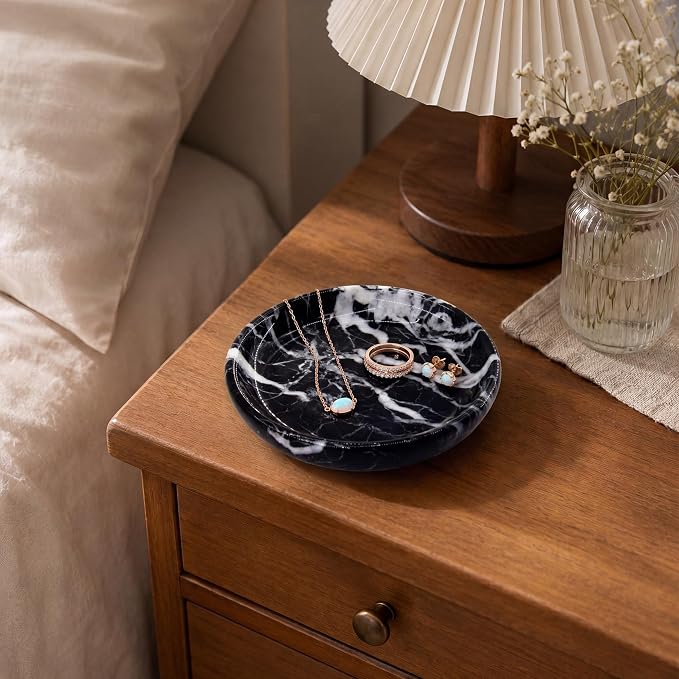 Small Natural Marble Jewelry Tray Key Plate Holder Dish Trinket Decor Catch All - Image 5