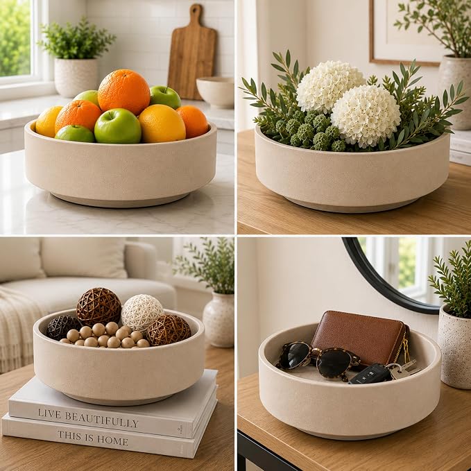 Large Fruit Bowl for Kitchen Counter, Modern Resin Pedestal Centerpiece - Image 6