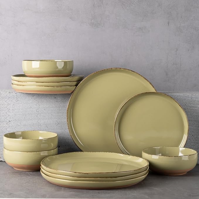 AmorArc Dinnerware Sets for 4, 12 Pieces Ceramic Plates and Bowls Set | Scratch - Image 9