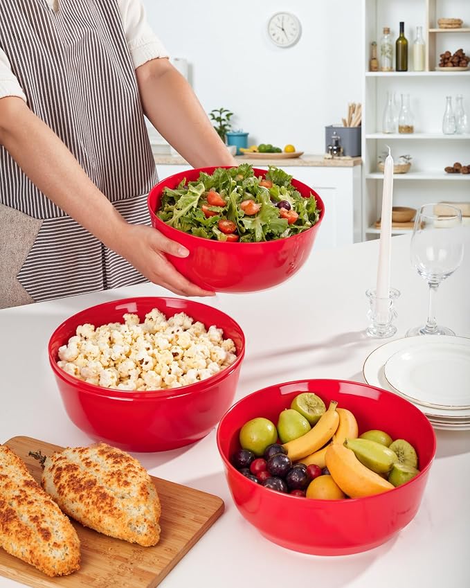 8 Pack Red Serving Bowls for Pool Party | 128oz Heavy Duty Disposable Plastic - Image 9