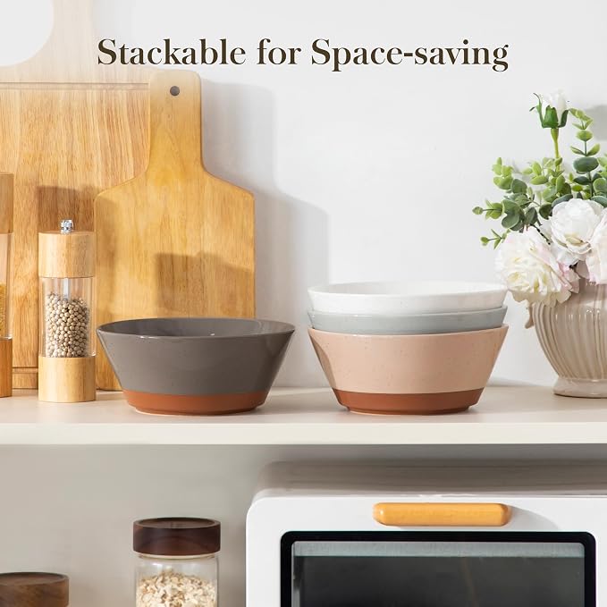 MALACASA Soup Bowls, Ceramic Salad Bowls Set of 4, 36oz Ceramic Bowls | - Image 8