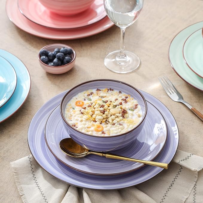 Selamica Ceramic 12-Pieces Dinnerware Sets, Scratch Resistant Plates and Bowls - Image 7