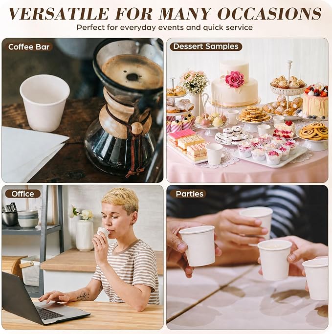 300 Pcs Mini Coffee Cups Brown Culture Cup 2oz Disposable Bathroom Cups Paper - Image 7