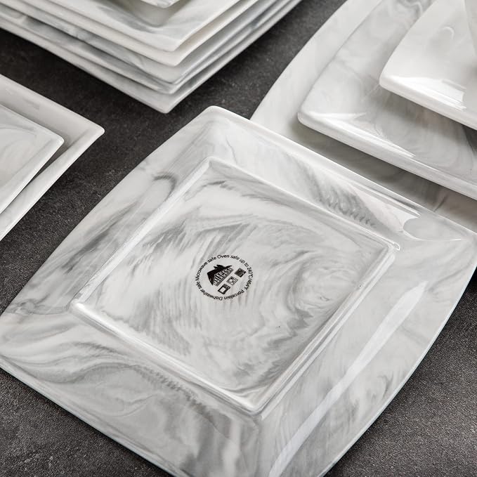 MALACASA Dinnerware Sets, 32 Pieces Porcelain Plates and Bowls Sets - Image 9