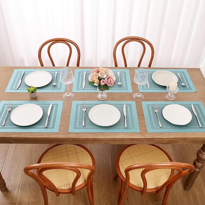 SHACOS Woven Vinyl Placemats Set of 4 Wipe Clean Place Mats - Image 9