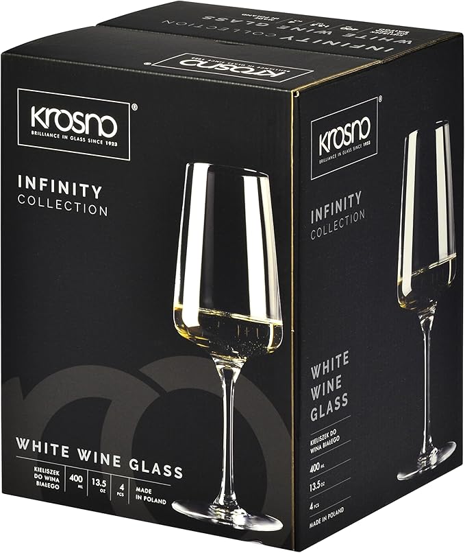 Krosno White and Sparkling Large Wine Glasses Drinking 13, 5 oz – Set of 4 - Image 9