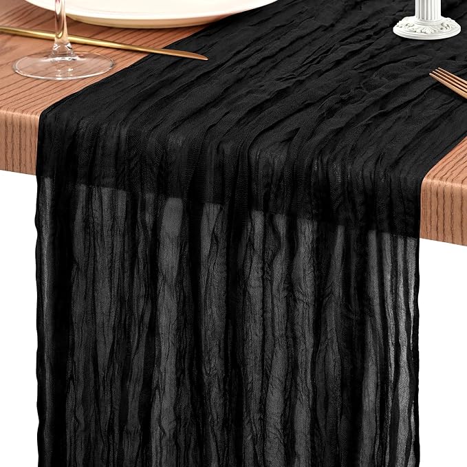 30 Pack Cheesecloth Table Runner 10FT Black Table Runner Boho Gauze Cheese - Image 9