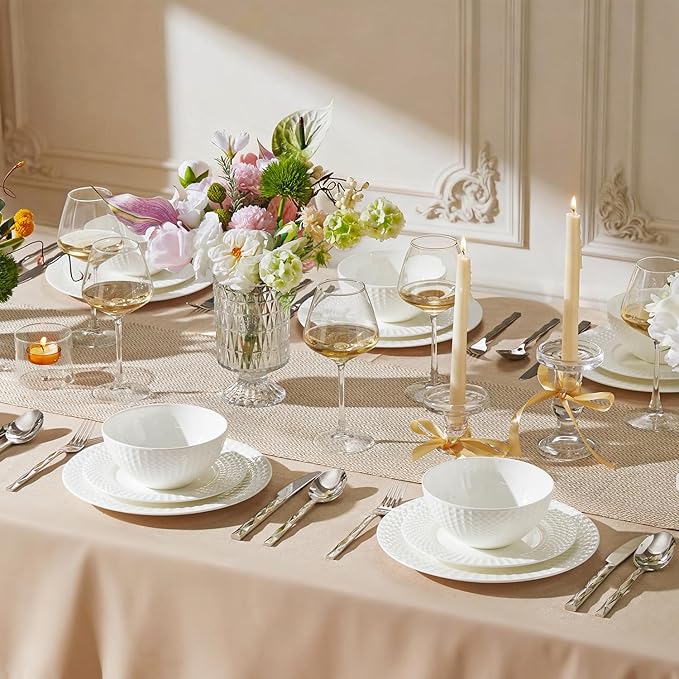 64Pc Bone China Dinnerware & Silverware Set, - Image 9