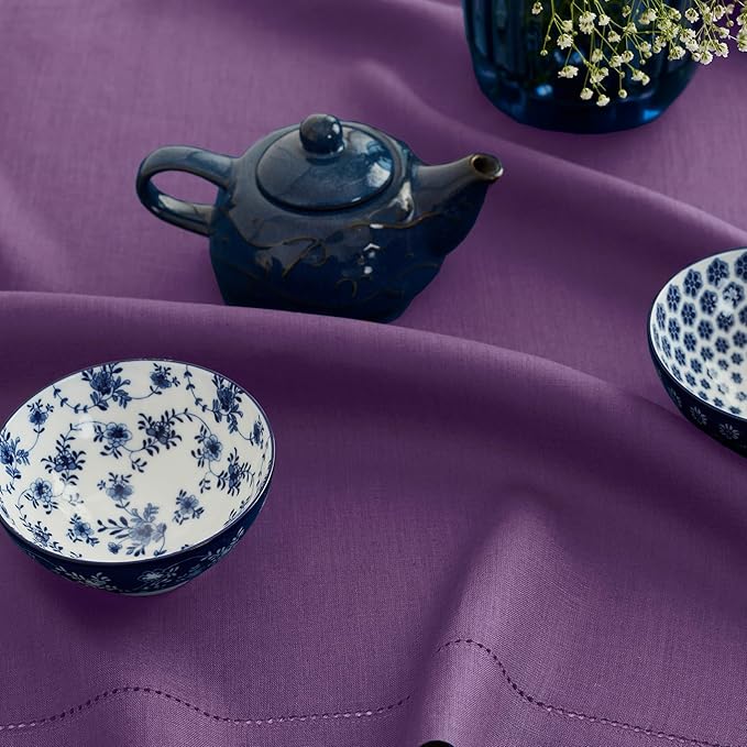 Solino Home 100% Linen Table Runner Purple, Classic Hemstitch 14 x 72 in | - Image 9