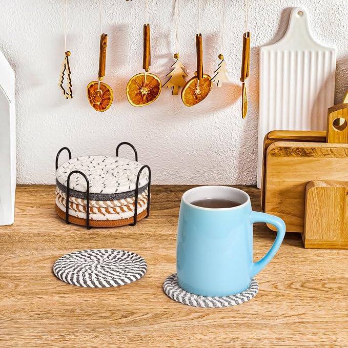 8 Style Drink Coasters with Holder, Absorbent Coasters - Image 7