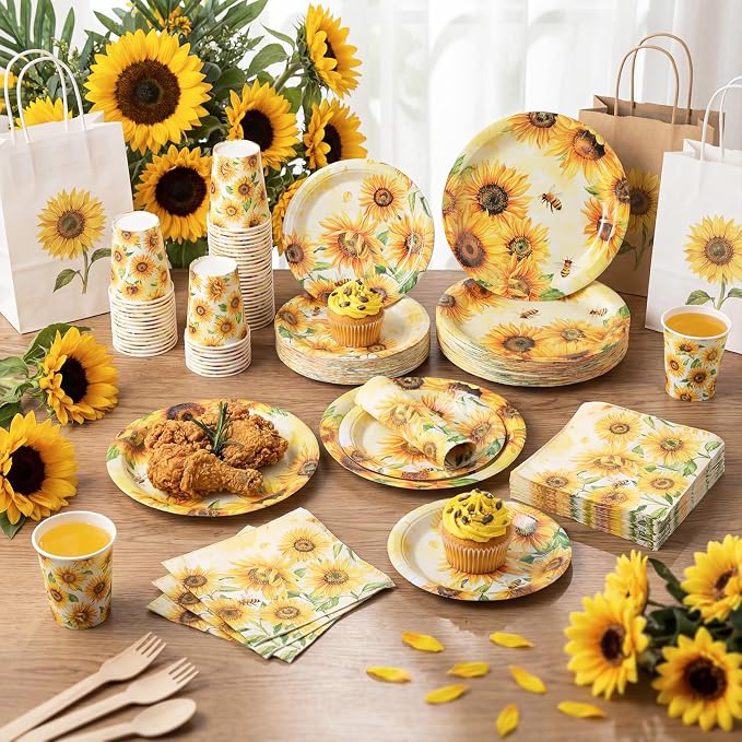Pickmesh 250 Pcs Sunflower Party Supplies Decorations Serve 50 Sunflower - Image 6