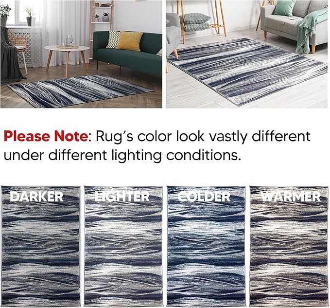 Keen Home Design Area Rugs - 10x14 Non-Shedding, Abstract Rugs for Kitchen, Living Room, Bedroom, Dining Room, Entryway - Size: 9'10" x 14', Multi