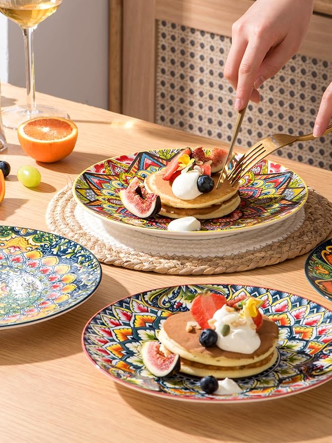 Henten Home Ceramic Dessert Plates Set of 6, 8.5 Inch Porcelain Salad Plate - Image 7