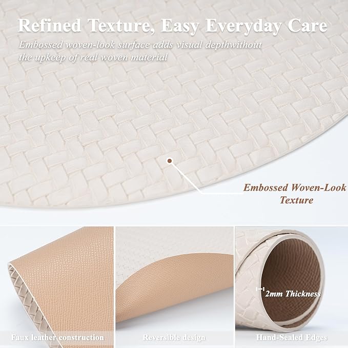 Woven Faux Leather Oval Placemats Set of 4/6 - Image 8