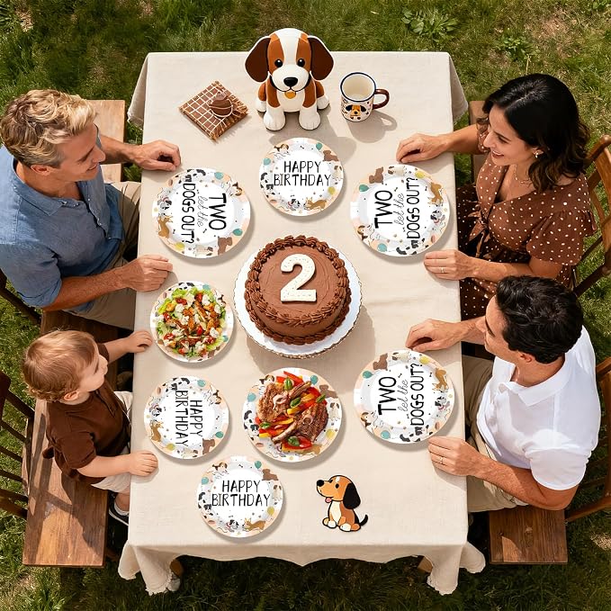 96Pcs Dog Theme 2nd Birthday Party Decorations, Serve 24 | Puppy Paw Print - Image 8