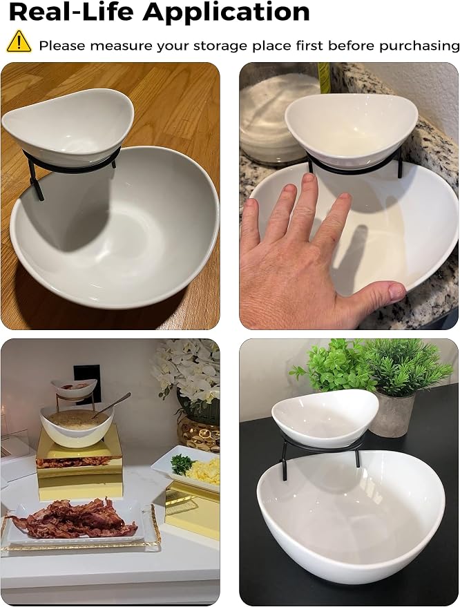 YHOSSEUN Chip and Dip Serving Set 2 Tiered Chip Dip Bowls - Image 9