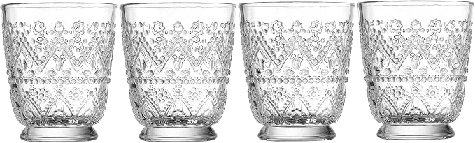 Set of 4 Whiskey Glasses Vintage Textured Hobnail Double Old Fashioned Drinkng - Image 9