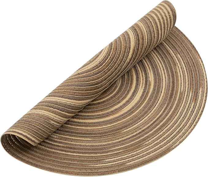 SHACOS Round Braided Placemats 15 inch Set of 4 Variegated Washable Kitchen - Image 9
