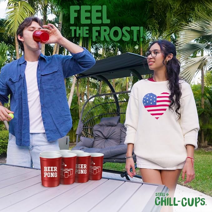 Steel Chill Cups 16 oz. Durable & Reusable Party Cups, Beer Pong, 100% - Image 8
