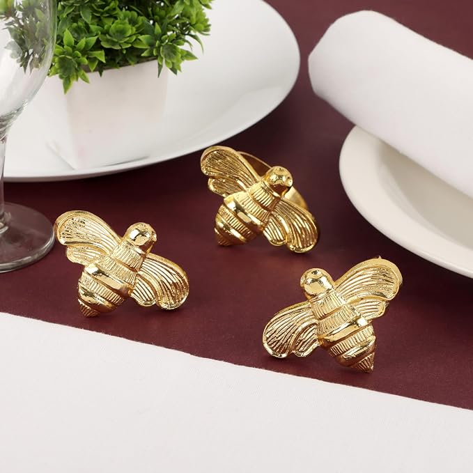 ALPHA Living HOME Bee Napkin Ring Serviette Rings Set of 12 Metal Napkin Ring - Image 8