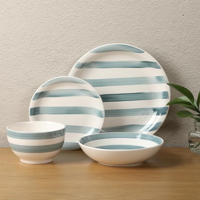 Gibson Home Kenwood Shores 16 Piece Dinnerware Set, Hand-Painted Stoneware - Image 6