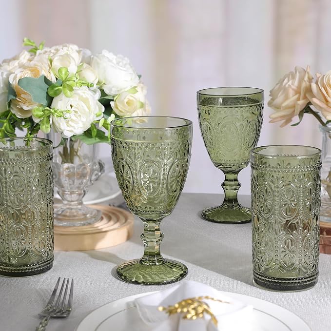 abrwyy Green Glassware, Vintage Drinking Glasses, 12oz Highball Glasses | - Image 7