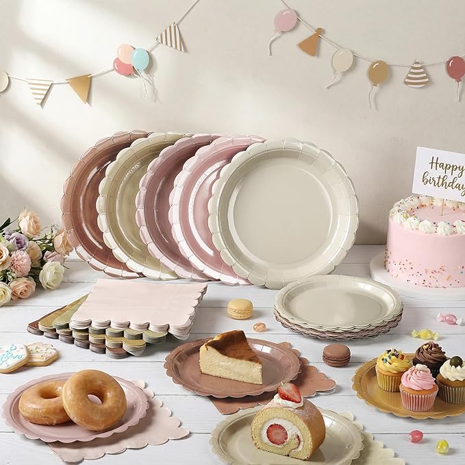 110 Pcs Boho Party Supplies Plates and Napkins Tableware Set Serve 25 Guests - Image 7