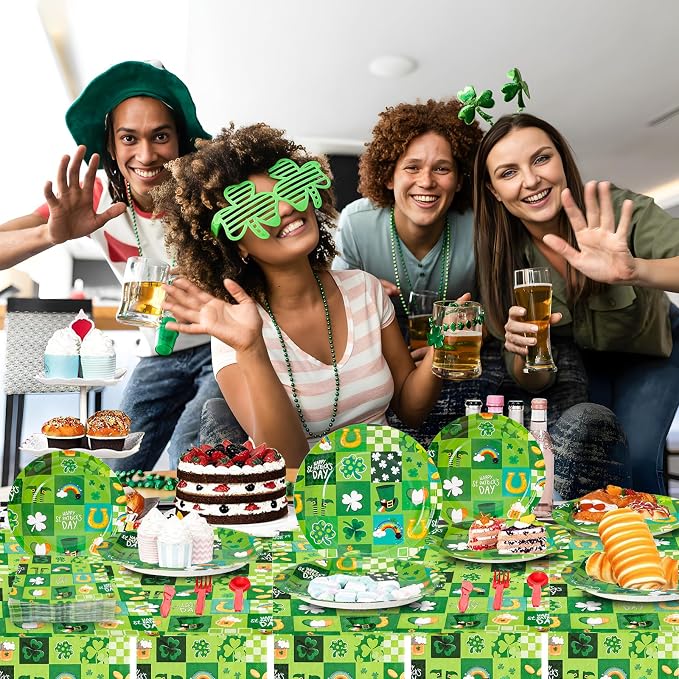 180Pcs St Patricks Day Party Supplies Paper Plates and Napkins Serve 60 | - Image 8