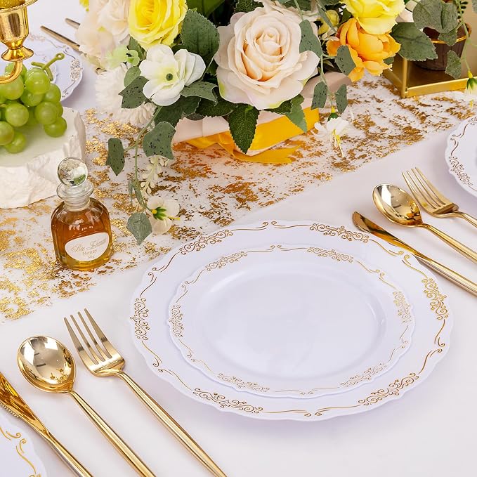 U-QE 100PCS Gold Plates Disposable - Image 8
