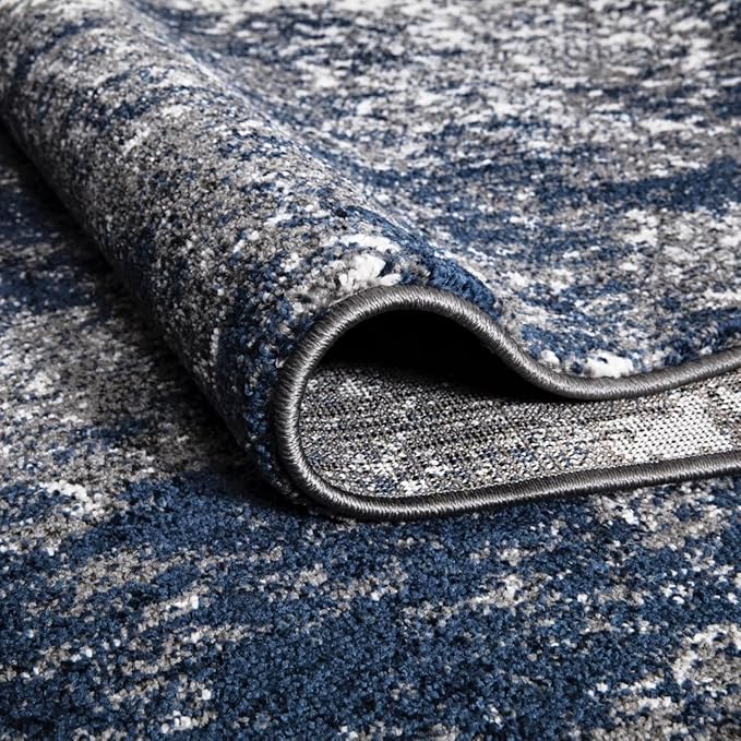 Keen Home Design Area Rugs - 2x20 Non-Shedding, Abstract Rugs for Kitchen, Living Room, Bedroom, Dining Room, Entryway - Size: 2'8" x 20', Navy/Grey/White