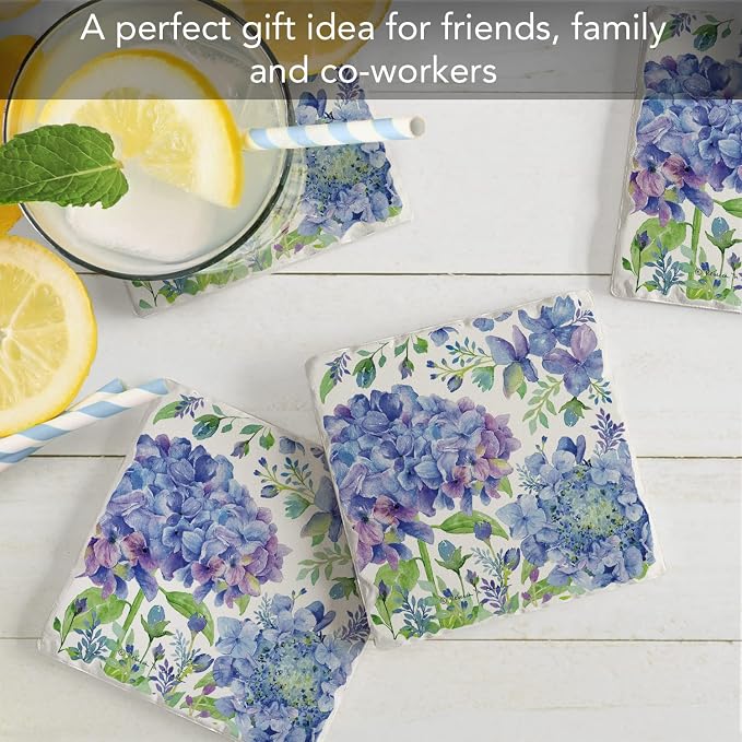 Thirstystone Beautiful Hydrangea 4 Pack Tumbled Tile Stone Coasters | 4" Square - Image 7