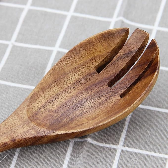 AOOSY Wooden Salad Tongs, 10.2 In Acacia Wood Salad Servers, Long Handle Salad - Image 8