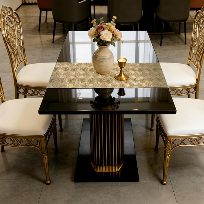 FAVE Gold Small Table Runner 36 Inch Dresser Vinyl Runner | Heat Resistant - Image 8