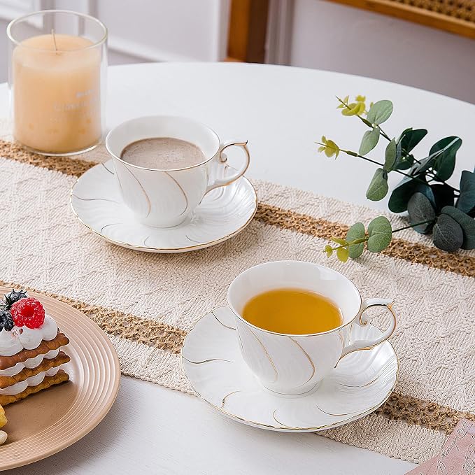Agyiuns tea cups and saucers ceramic coffee mug 6oz - Image 8