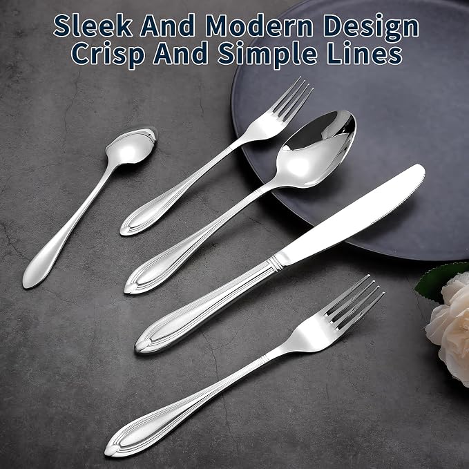Silverware Set for 8, 40-Piece Flatware Set Include Spoons And Forks Set - Image 7