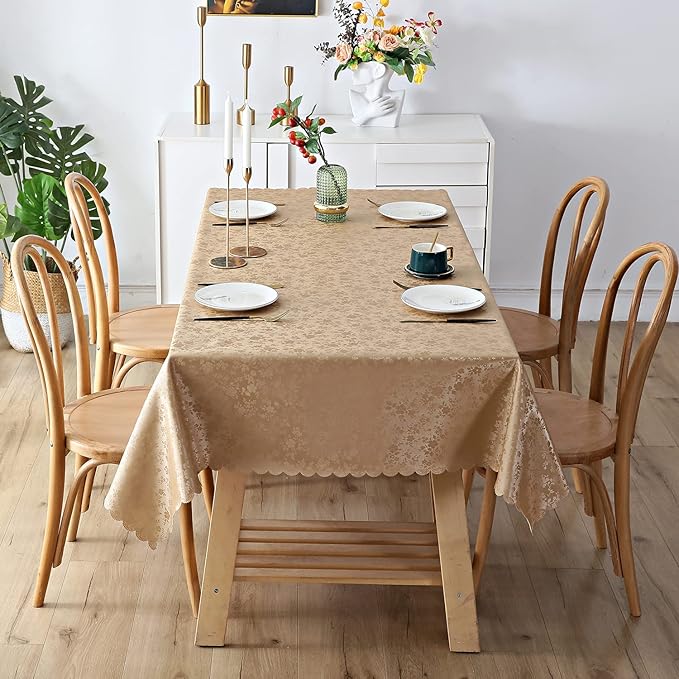 Smiry Rectangle Table Cloth, Waterproof Heavy Duty Vinyl Tablecloths, Wipeable Washable Table Cover for Kitchen and Dining Room (Brown, 54" X 78")