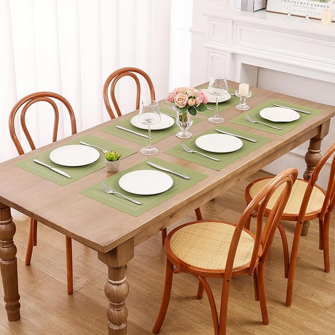 SHACOS Woven Vinyl Placemats Set of 6 Wipe Clean Place Mats - Image 9